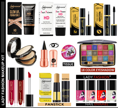 Lady FASHION Professional Series Makeup Kit with 15 Number of Items. MKL0129(Pack of 15)