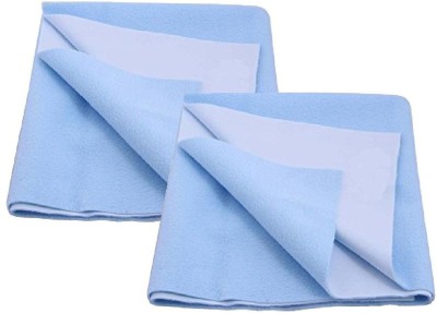 Trance Home Linen Cotton Baby Bed Protecting Mat(Sky Blue, Small, Pack of 2)