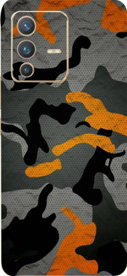 Mclaxa Camouflage Orange Vivo V23 pro Back Mobile Skin, Camouflage Orange Mobile Skin(Camouflage Orange Skin With Super Matte Finish)