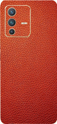 Mclaxa Red Leather Vivo V23 pro Back Mobile Skin, Red Leather Mobile Skin(Red Leather Skin With Super Matte Finish)