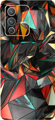 Mclaxa Polygon Red Vivo V23 pro Back Mobile Skin, Polygon Red Mobile Skin(Polygon Red Skin With Super Matte Finish)