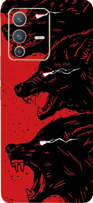 Mclaxa Red Wolf Vivo V23 pro Back Mobile Skin, Red Wolf Mobile Skin(Red Wolf Skin With Super Matte Finish)