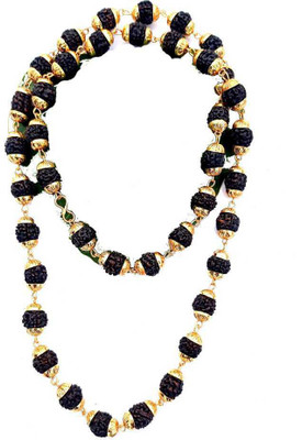 oyssta Religious Jewelry Loard Puchmukhi Rudraksha Mala (8MM 36Beads) Gold-plated Plated Wood Chain