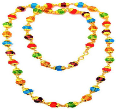 oyssta Multi Color Crystal With Golden Cap Mala for Unisex Quartz Crystal Chain Gold-plated Plated Crystal Chain