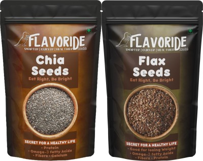 FLAVORIDE Chia Seeds & Flax Seeds (200 Gm Each) Chia Seeds, Brown Flax Seeds(400 g, Pack of 2)