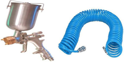 the bigg boss SPRAY GUN 500ml Air Sprayer PLUS Flexible Air Tool Pipe 10 METER Hose Pipe HVLP Sprayer(Silver)