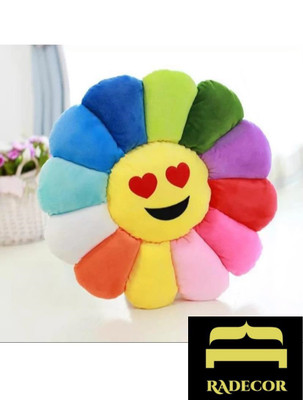 RADECOR Microfibre Smiley Cushion Pack of 1(Multicolor)