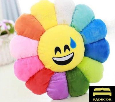 RADECOR Microfibre Smiley Cushion Pack of 1(Multicolor)