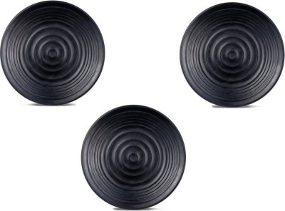 Kanha 3 Pcs Spiral Black Design Plates for Home and Kitchen Microwave Safe 11 Inches Dinner Plate(Pack of 3, Microwave Safe)