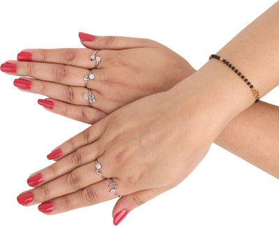 Rhosyn 5VK RGS cpy Alloy Cubic Zirconia Platinum Plated Ring Set