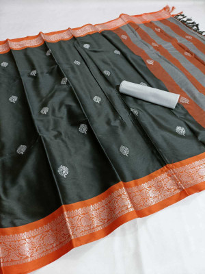 Rizanx Self Design Banarasi Pure Silk Saree(Multicolor)