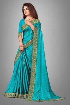 ONTIC LIFESTYLE Self Design Bollywood Cotton Blend, Art Silk Saree(Light Blue)