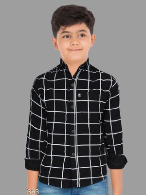 jatvedas Boys Checkered Casual Green Shirt
