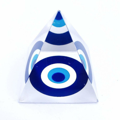 ActrovaX Vastu/Feng Shui Crystal Evil Eye Pyramid Decorative Showpiece  -  5 cm(Glass, Multicolor)