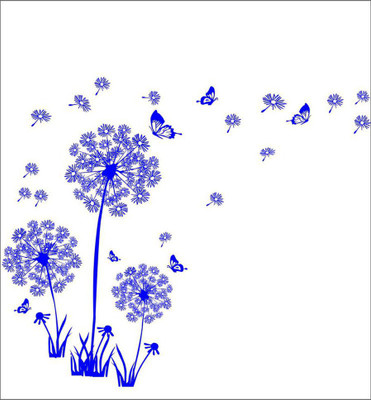 Vijaya enterprises 67 cm beautifull Flying Butterfly on Flower Wall Sticker size (129x104 cm) Self Adhesive Sticker(Pack of 1)