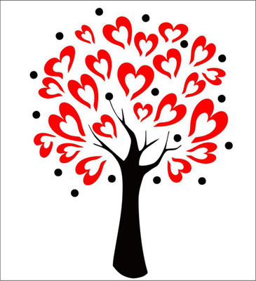 Sahaj Décor 91 cm Best Creative Heart Tree Multicolor 3D picture Covering Area [ 95X126 Cm ] Self Adhesive Sticker(Pack of 1)