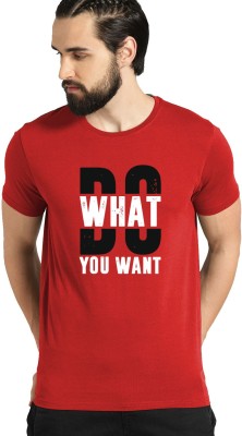 ADRO Typography Men Round Neck Red T-Shirt