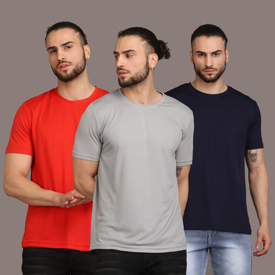 INKKR Solid Men Round Neck Multicolor T-Shirt