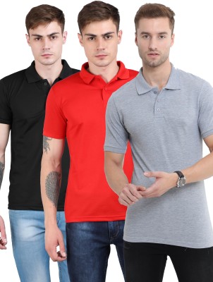 OZIO Solid Men Polo Neck Multicolor T-Shirt