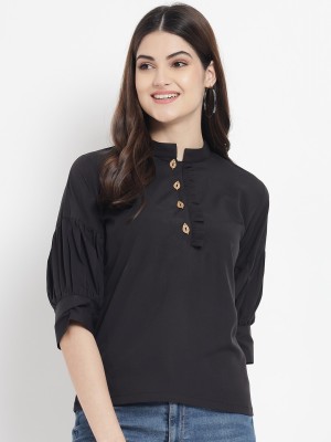 SHREE KANNAN Casual Solid Women Black Top