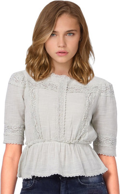 ONLY Casual Lace Women Grey Top