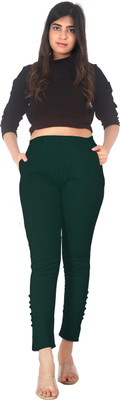 JNK18 Slim Fit Women Green Trousers