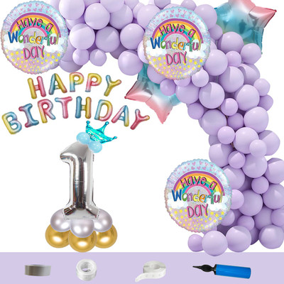 Shopperskart 1st/First Happy Birthday Combo Crown Shape/Kit Pack For Party Decorations(Set of 111)