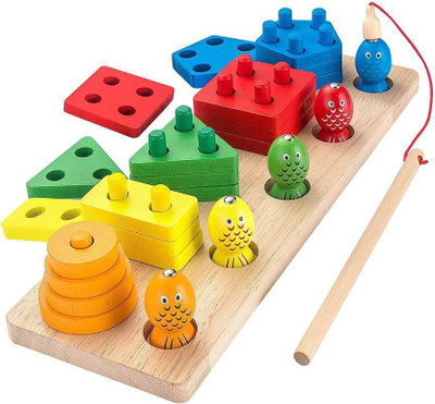 VERAT Wooden New Shape Sorter Stacker Toddlers Puzzles Toy(Multicolor)