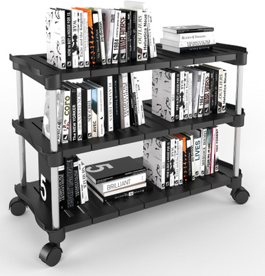 TNT The Next Trend Super Smart Stackable and Durable, Easy to Assemble, Space Saving Rack Plastic Open Book Shelf(Finish Color - Black, DIY(Do-It-Yourself))