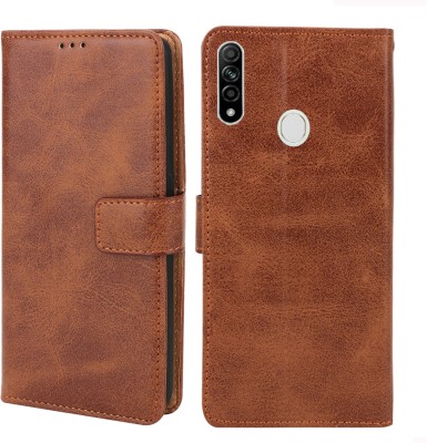 MG Star Flip Cover for Oppo A31 PU Leather Case Cover with Card Holder and Magnetic Stand(Brown, Shock Proof, Pack of: 1)