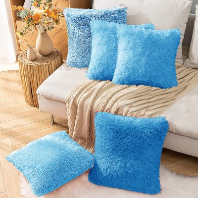 PICKKART Fur Cushions Cover(Pack of 5, 40 cm*40 cm, Blue)