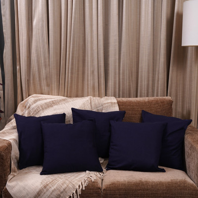 HOMEMONDE Cotton Cushions Cover(40 cm*40 cm, Pack of 5, Dark Blue)