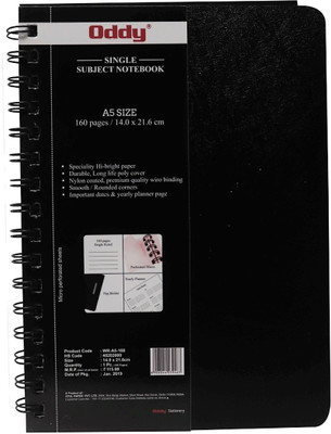 Oddy Wiro Note Book A5 Size - WR-A5-160 (Pack of 1) A5 Note Pad Both Sided single ruled notebook 160 Pages(White)