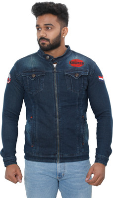 white apple jns Full Sleeve Self Design Men Denim Jacket