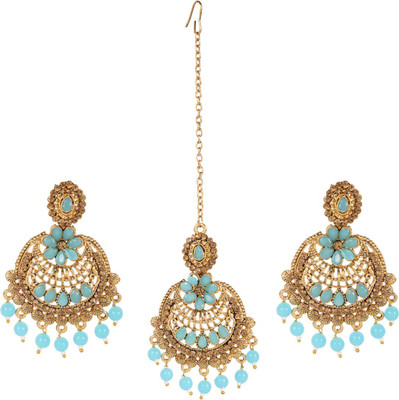 Jewels Capital Brass Gold-plated Blue Jewellery Set(Pack of 1)