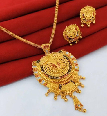 bhanu diam Metal Gold-plated Gold Jewellery Set(Pack of 1)