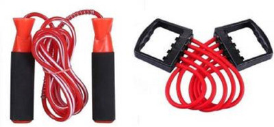 ALORNOR Rubber Adjustable 5 Silicone Stripes Chest Expander | Ball Bearing Skipping Rope Fitness Accessory Kit Kit