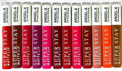 AngelX Crazy Super stay matte ink bold lip color liquid lipstick combo pack of 12(Multicolour, 60 ml)
