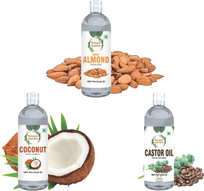 botanic garden Sweet Almond,Castor & Coconut Oil Combo of 3-100ml each(300 ml)
