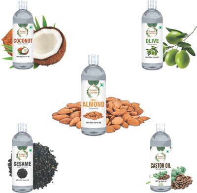 botanic garden Coconut,sesame,castor,olive & almond oil combo of 5-100ml each(500 ml)