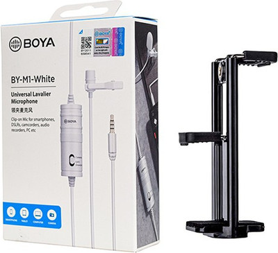 BOYA BY-M1 white with Mount4 Omnidirectional Lavalier Condenser Microphone
