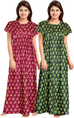 JWF Women Nighty Set(Pink, Green)