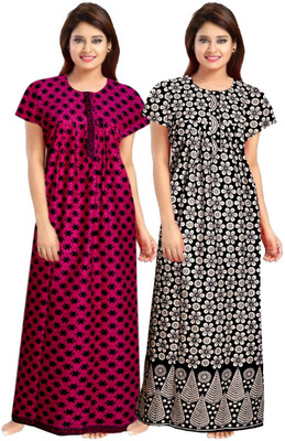 Ruishee Women Nighty(Pink, Black)
