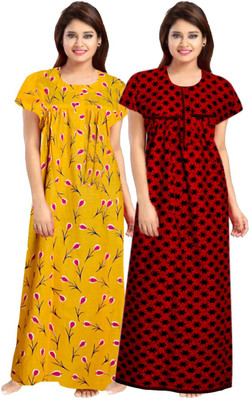 AAKARSHANA CREATION Women Nighty(Yellow, Red)