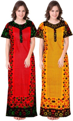 MUDRIKA Women Nighty(Red, Yellow)