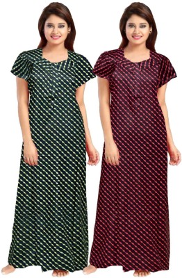 JWF Women Nighty(Green, Maroon)