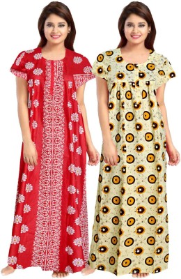 JWF Women Nighty Set(Red, Yellow)