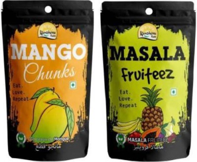 Kamdhenu Foods Dried Fruit Mango Chunks and Masala Fruiteez Chunks Combo Pack (Pack of 2) Mango, Assorted Fruit(2 x 100 g)