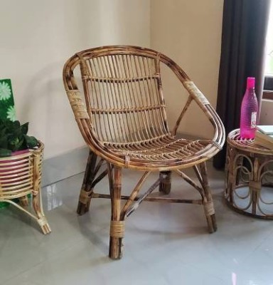 RAINBOW Living with Natural Cane Rattan Chair for Living Room, Balcony, Brown Color Cane Outdoor Chair(Brown, Pre-assembled)