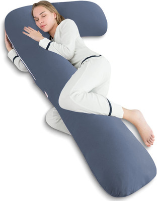 Texlux Microfibre Solid Pregnancy Pillow Pack of 1(Dark Blue)